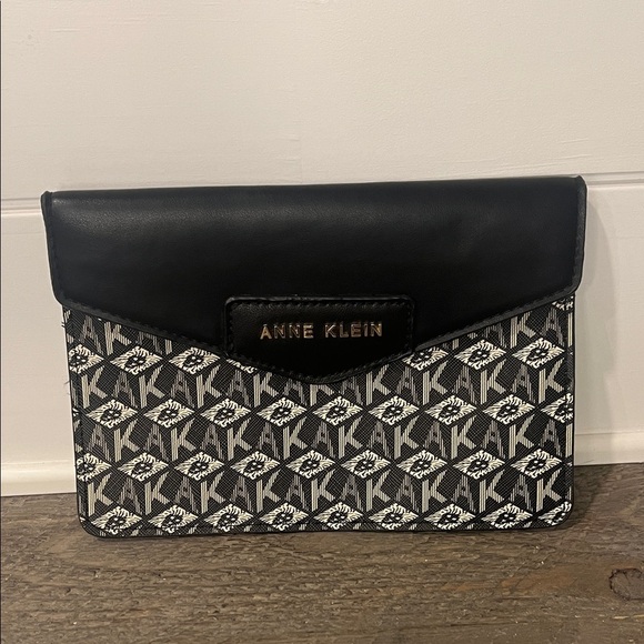 Anne Klein Handbags - Anne Klein Monogram Black and Cream Clutch/crossbody Envelope Wallet.